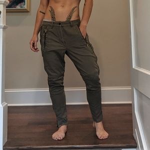 Olive Army Green Hoss Intropia Pants Gold Zipper 8